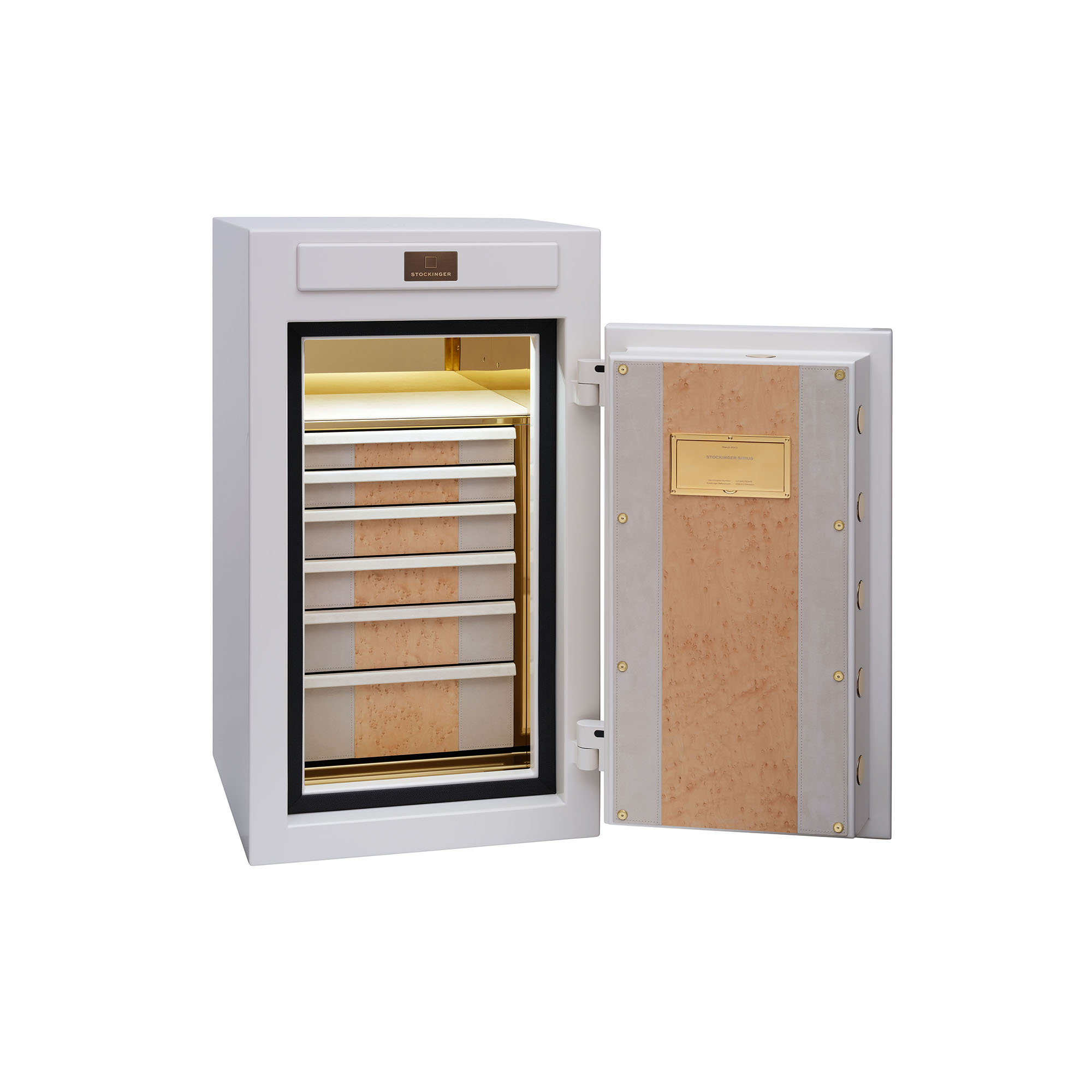 SIRIUS White Matt Gold Mapple Leather Handles open